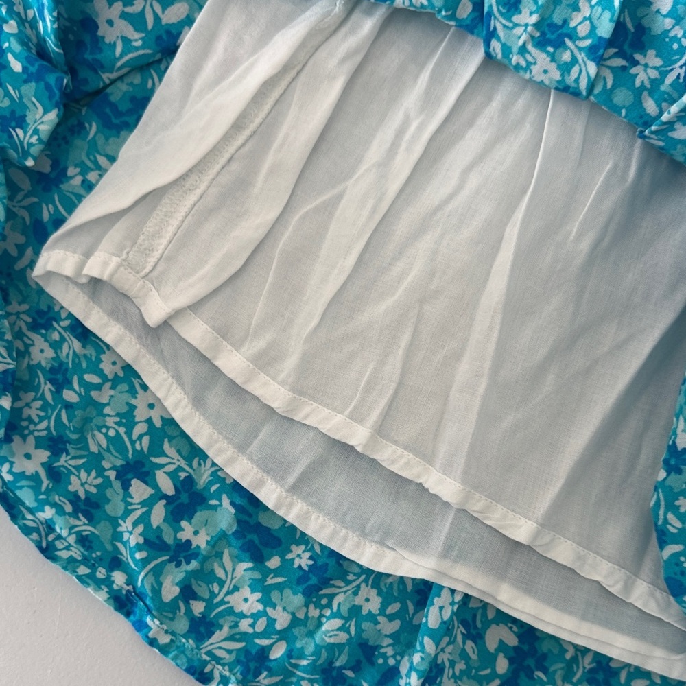 Floral Blue Women's Skirt smocked waist - Picture 4 of 7